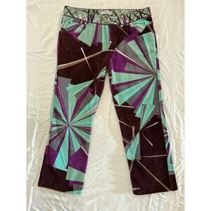 Vintage Emilio Pucci velvet Kaleidoscope Abstract Crop Jeans Pants sz 4/6